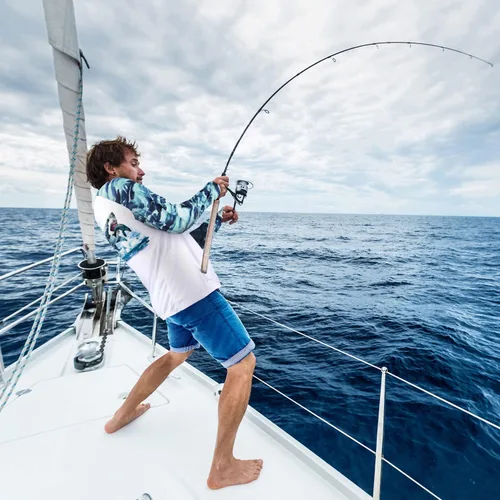 Miniatura 41 de Palmyth - Camiseta de pesca para hombre, con manga larga, protección solar ultravioleta FPU 50+, con bolsillo