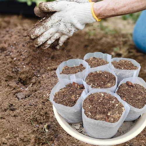 Miniatura 2 de Bolsas de cultivo de vivero Belit, 100 piezas de macetas de plántulas de tela, bolsa no tejida para semillas de plantas de jardinería, papa, flor