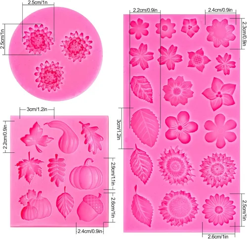 Miniatura 2 de Whaline 3 moldes de silicona 3D con diseño floral de otoño para calabaza, hoja de arce, flor de pino, patrón de cono, moldes de resina, moldes