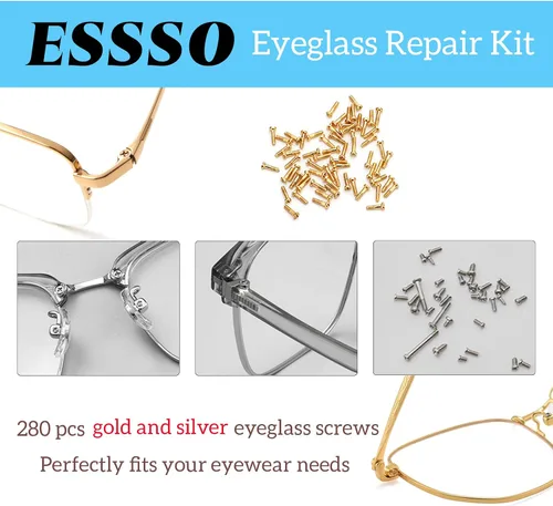 Miniatura 2 de Kit de reparación de lentes de ojo, kit de reparación de lentes mejorado con tornillos (oro y plateado), destornillador de anteojos 5 en 1