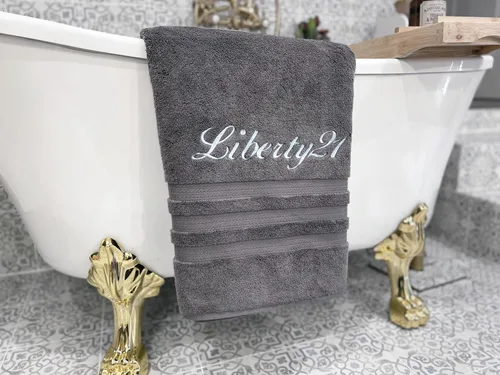 Miniatura 2 de Liberty21 Toalla de baño de lujo bordada con monograma personalizado o nombre. 100% algodón. (gris)