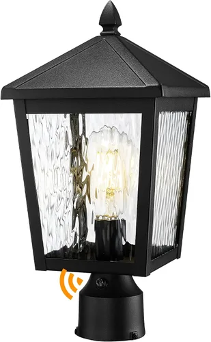 Miniatura 12 de zeyu Lámpara de poste de linterna con sensor de fotocélula, iluminación de poste al aire libre del atardecer al amanecer de 13.7 pulgadas, accesorio