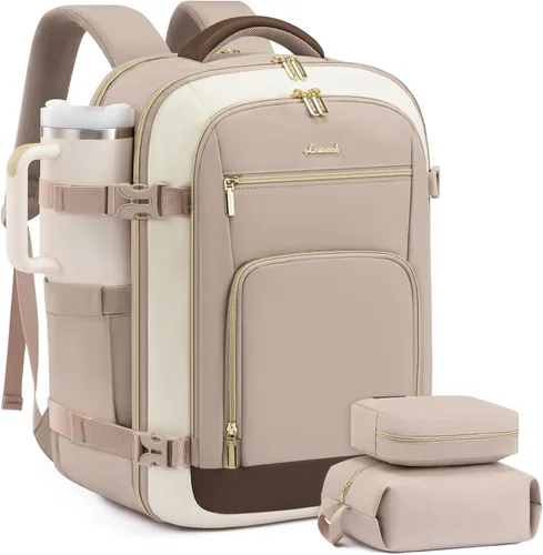 Miniatura 23 de LOVEVOOK Mochila de viaje para mujer y hombre, Beige, Mochilas de viaje