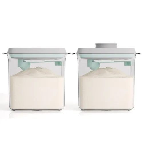 Miniatura 8 de Contenedor de Leche en Polvo para Bebés - Dispensador de Fórmula Hermético de 2300ml con Cuchara y Raspador, Sin BPA, Transparente, 28OZ, 1.76LB, 28