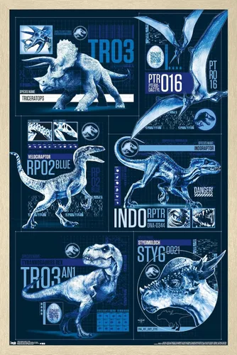 Miniatura 7 de Trends International Jurassic World: Fallen Kingdom - Póster de pared con cuadrícula, 14.725 x 22.375 pulgadas, versión enmarcada de madera