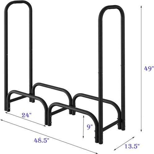 Miniatura 3 de Estante de leña de 4 pies resistente para interiores y exteriores, con cubierta, tubo redondo negro
