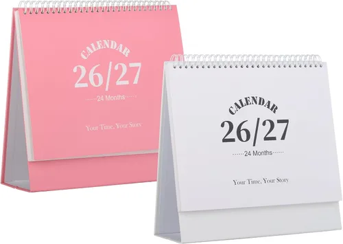 Miniatura 7 de Calendario de escritorio 2026-2027, calendario de 2 años desde enero de 2026 hasta diciembre de 2027, planificador mensual de mesa con calcomanías