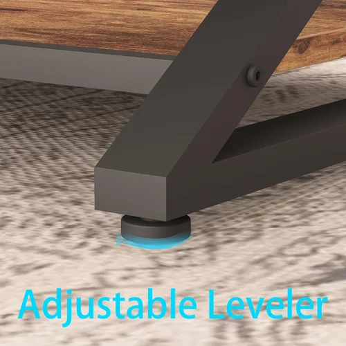 Miniatura 8 de HSH Mesa de centro de madera con almacenamiento, mesa de café rústica marrón para sala de estar, mesa central moderna minimalista de 2 niveles, mesa