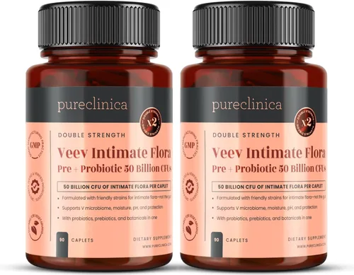 Miniatura 9 de pureclinica Veev Flora íntima - Soporte para microbioma vaginal e intestinal - 50 mil millones de UFC - Probióticos, prebióticos, arándano
