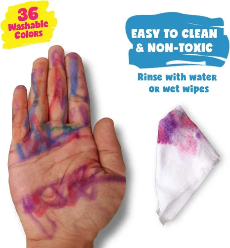Miniatura 5 de DOODLE HOG Crayones lavables de 36 colores, para niños y niños pequeños, acuarela, no tóxico, 3 en 1, para niños de 4 a 8 años