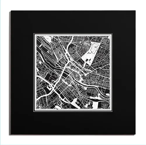 Miniatura 14 de O3 Design Studio Mapa de corte de papel Madrid negro mate de 20 x 20 pulgadas