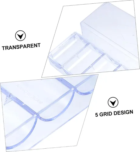 Miniatura 9 de LABRIMP Contenedor de almacenamiento de 5 compartimentos de plástico, caja de chips, contenedor transparente, caja organizadora transparente