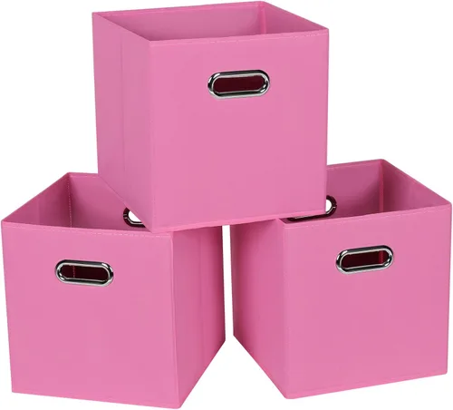 Miniatura 23 de STOREONE - Cubos de almacenamiento de tela con contenedores de cestas (28x28x28 cm) con asas dobles para estante, armario, organizadores de Negro