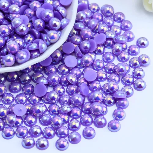 Miniatura 83 de 1500 PIEZAS 4mm Perlas Blancas de Media Parte Plana para Manualidades Joyería Álbum de Recortes Decoración de Uñas, Perlas de Parte Plana para Blanco