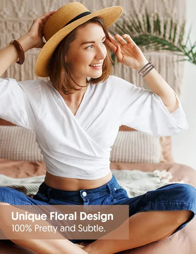 Miniatura 6 de TOYOUTHS - Pulsera floral compatible con Apple Watch de 1.65/1.61/1.57/1.49 pulgadas para mujer, correa de nylon elástica y trenzada con cuentas