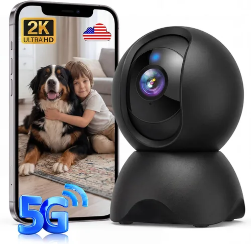 Cámara de seguridad para interiores 2K 5G, monitor de bebé AI sin suscripción con aplicación de teléfono y detección de llanto, cámara WiFi para