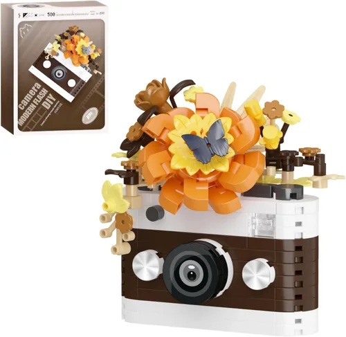 Miniatura 11 de Juego de construcción de 6 mini flores con microladrillos para cámara, juguetes en miniatura para decoración del hogar, regalos creativos