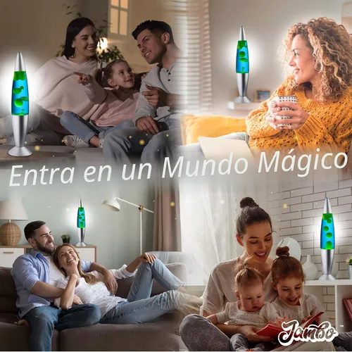 Miniatura 8 de JAMBO Hermosa lámpara de 16 pulgadas, azul con cera amarilla/verde, luz líquida relajante, luz nocturna, decoración del hogar, sala de estar