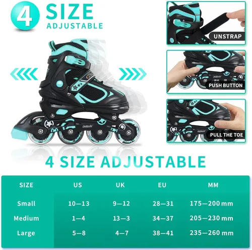 Miniatura 5 de Nattork Blade - Patines para niños con rueda iluminada, para exteriores e interiores, patines negros en línea iluminados para niños pequeños de 5 a