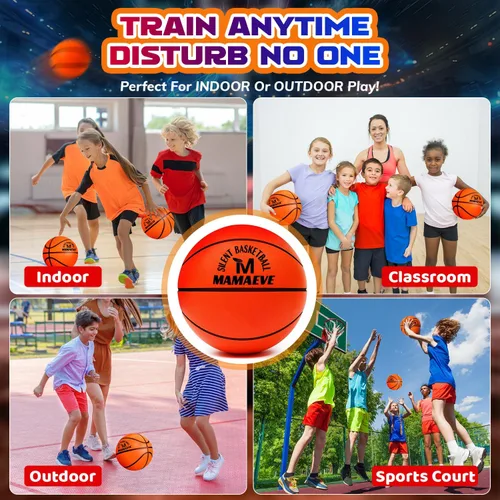 Miniatura 6 de Silent Basketball Size 7-Size 5-Size 3, New Upgraded Grooved Airless Indoor Basketball, Real Feel & Bounce Like Official Ball, Quiet Dribbling