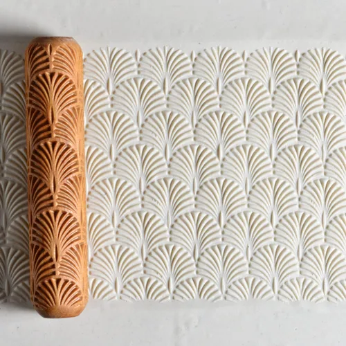 Miniatura 55 de MKM Pottery Tools Rodillos de mano grandes de madera para arcilla (BHR-01 Diagonal Basketweave)