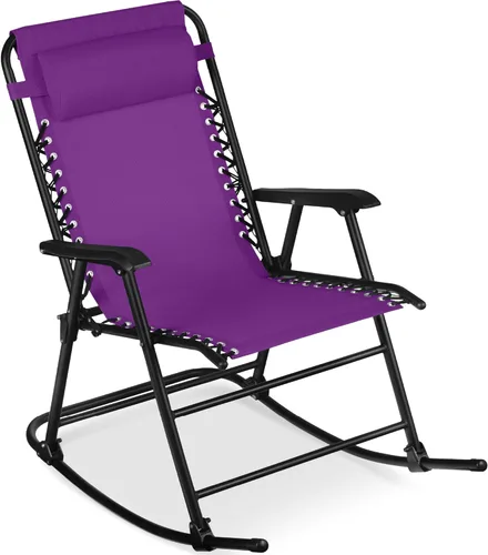 Miniatura 14 de Best Choice Products Silla mecedora plegable para exteriores, Silla de gravedad cero, Silla balancín para patio con reposacabezas, color rojo carmesí