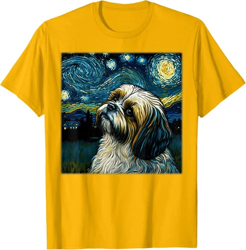 Miniatura 79 de Camiseta Surrealism Starry Night Shih Tzu Dog