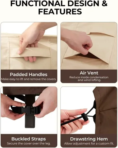Miniatura 6 de Loriano Juego de fundas para muebles de patio, 3 piezas, impermeables, 600D resistentes al agua, juego de fundas para muebles de césped