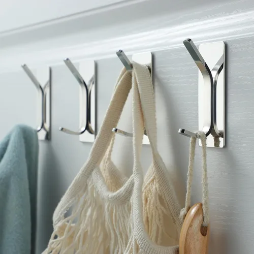 Miniatura 3 de Taozun Ganchos para toallas de plata pulida 4 piezas Ganchos adhesivos de acero inoxidable para colgar en la pared para baño, ganchos de pared