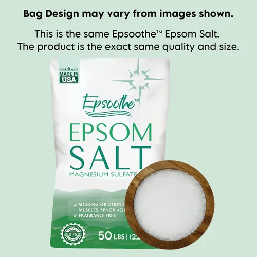 Miniatura 2 de Epsom - Sal de baño, sulfato de magnesio USP, sin perfume, grano fino, bolsa de 50 libras (el embalaje puede variar)