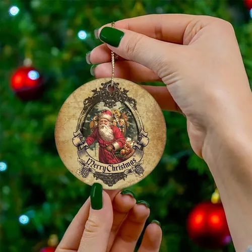 Miniatura 4 de Cheyan Divertido tema de Navidad retro adorno de porcelana de Navidad decoraciones para el hogar colgantes de Navidad Papá Noel árbol de Navidad