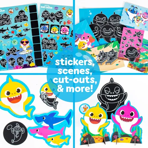 Miniatura 3 de Horizon Group USA Baby Shark Ultimate Scratch 'N Color - Juego de 56 actividades artísticas para rascar, incluyendo calcomanías, formas 3D y más