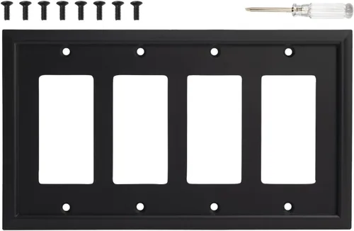 Miniatura 14 de Placa de pared, cubiertas de toma de corriente dúplex, cubierta de interruptor de luz negro mate - Placa de cubierta de toma de corriente eléctrica