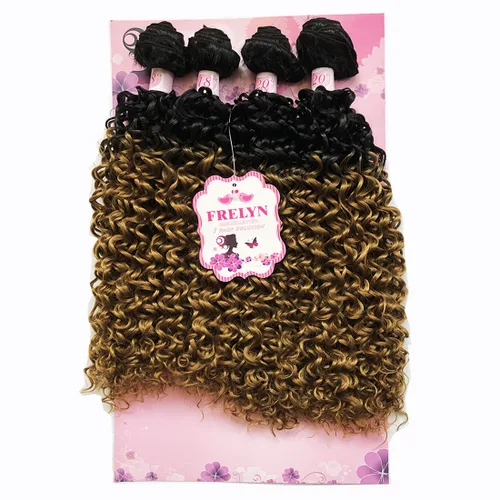 Miniatura 12 de FRELYN Rizado pelo rizado paquetes de armadura de pelo sintético paquetes 18 18 20 20 pulgadas 4 piezas/paquete color negro tejido rápido coser