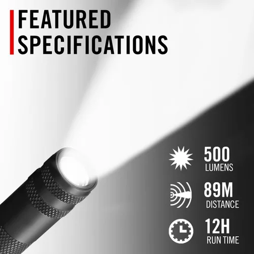 Miniatura 2 de COAST HP3R - Linterna LED recargable de 500 lúmenes con enfoque giratorio, color negro