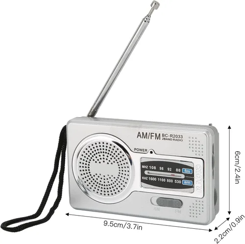 Miniatura 7 de Radio portátil, radio de bolsillo AM FM, funciona con pilas, altavoz premium, conector para auriculares, adecuado para regalos, ancianos, familia