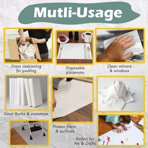Miniatura 6 de Papel de embalaje de papel de periódico: 320 hojas, hojas grandes de papel de embalaje sin imprimir de 27 x 17 pulgadas para mudanza, envío