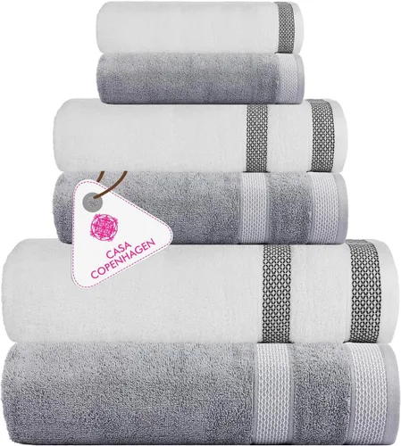 Miniatura 10 de CASA COPENHAGEN Solitaire Juego de 6 toallas - Negro, 600 GSM 2 toallas de baño 2 toallas de mano 2 toallitas, diseñadas en Dinamarca, hechas