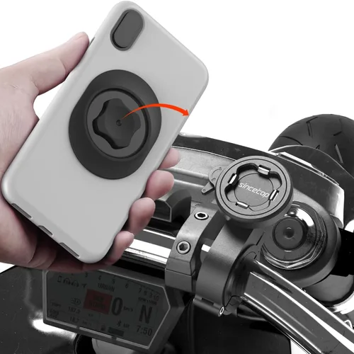 Miniatura 11 de Soporte de teléfono para motocicleta, soporte para teléfono celular con módulo amortiguador de vibraciones, soporte de manillar de bicicleta frontal