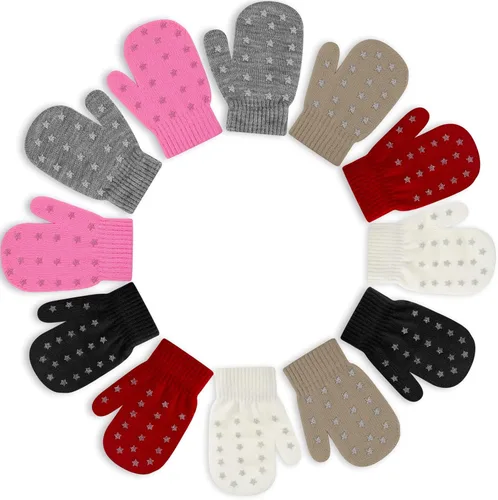 Miniatura 107 de ONESING 5 pares de guantes de invierno negros para bebés y niñas - Guantes cálidos para recién nacidos