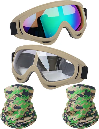Miniatura 21 de LJDJ Gafas de motocicleta, paquete de 2 unidades, para motocross, ATV, motocross, senderismo, protección con 2 unidades de máscara bandana