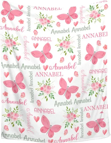 Manta de bebé personalizada de Sandilya para niñas y niños, mariposas, manta de bebé personalizada con nombre, manta envolvente para niños pequeños,