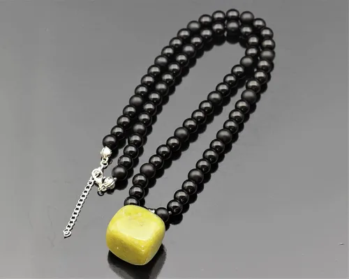 Miniatura 63 de Colgante de turmalina cruda natural, Collar de cuentas de ónix negro genuino, Collar de piedra negra, Collar de piedras preciosas, Cuentas de 0.315