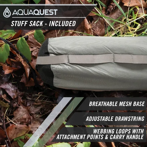 Miniatura 4 de AquaQuest Lona Safari – Ligera impermeable (0.197 in) con costuras selladas Ripstop para mochileros, senderismo y camping en hamacas Gris