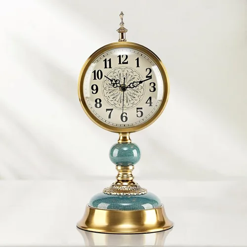 Reloj de mesa vintage de 6 pulgadas, reloj de escritorio antiguo, reloj de aniversario retro con cuerpo de metal y cerámica, relojes de mesa