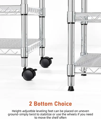 Miniatura 7 de Simple Deluxe Estantes de almacenamiento resistentes de 3 niveles, capacidad de 750 libras, 24.02 pulgadas de profundidad x 13.78 pulgadas de ancho