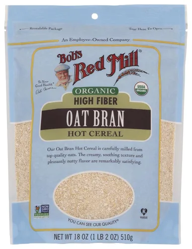 Bob's Red Mill Cereal caliente orgánico de salvado de avena con alto contenido de fibra, 18 onzas