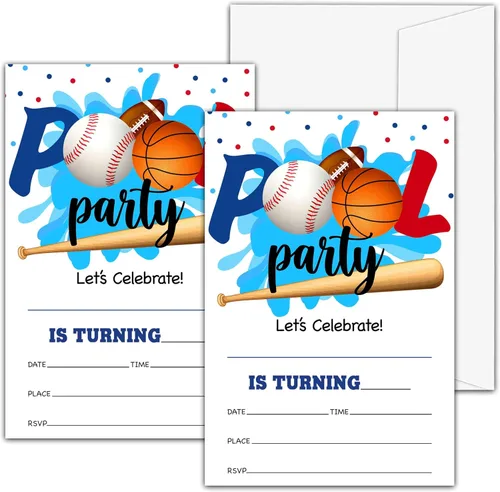 Miniatura 9 de Invitaciones de cumpleaños para fiesta en la piscina, invitaciones de fiesta de cumpleaños, tarjetas de invitación de relleno de fiesta de taco a