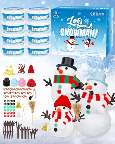 Kit de manualidades de Navidad, paquete de 8 piezas de muñeco de nieve, adornos de Navidad, kit de construcción de muñeco de nieve, decoración de