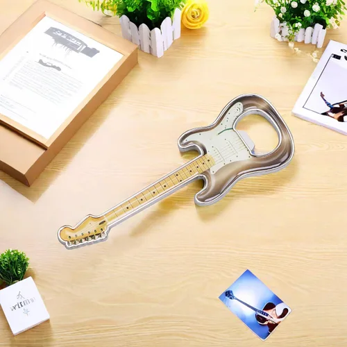 Miniatura 5 de 1 pieza/set abridor de botellas de cerveza con forma de guitarra, abridor de botellas de cerveza en forma de guitarra, regalo para amantes de la Gris